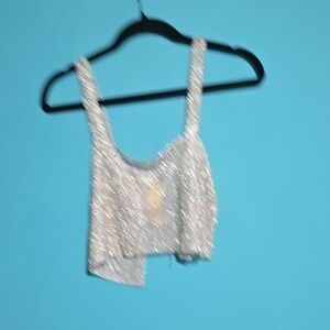 NWT Silver Sequin Cropped Camisole Top